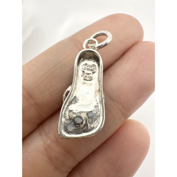 925 sterling silver flip flop charm Blue Enamel Rhinestone - Picture 5 of 5